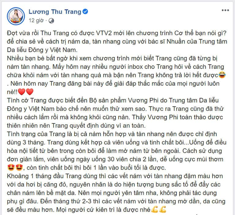 Chia sẻ của diễn viên "Hướng dương ngược nắng" Lương Thu Trang