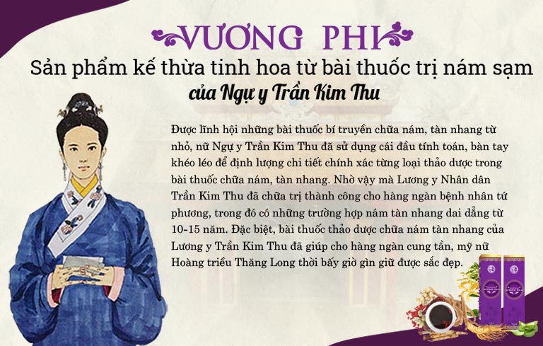 Thành phần và công dụng của Liệu trình xử lý nám tàn nhang Vương Phi