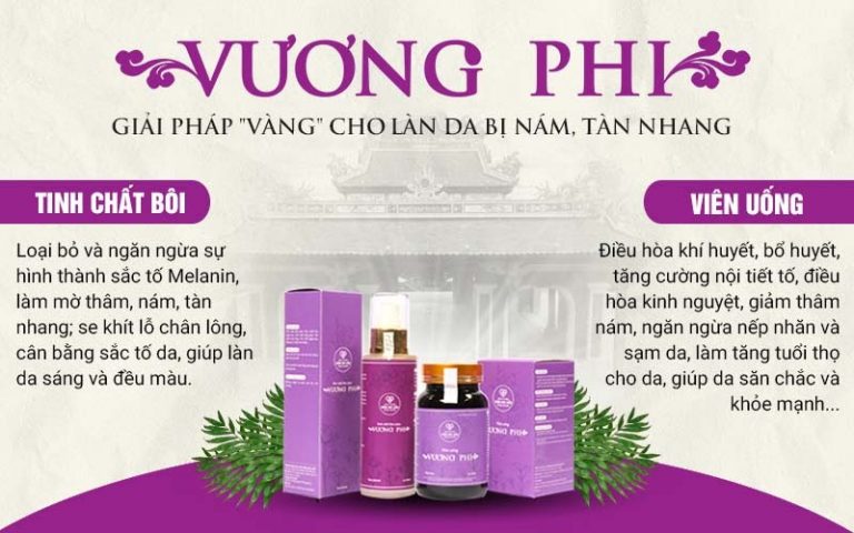 Bộ sản phẩm Nám - Tàn nhang Vương Phi có cơ chế tác động “kép” trong uống - ngoài bôi nhờ sự kết hợp của hai chế phẩm: Viên uống và tinh chất bôi