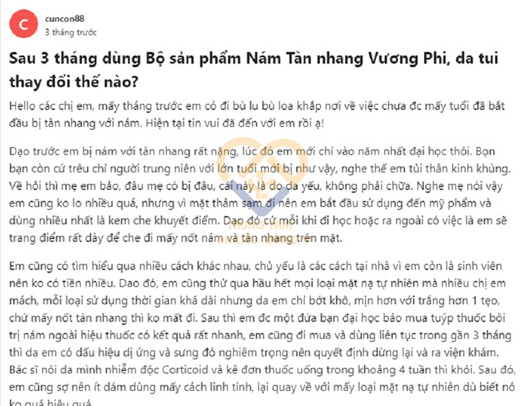 Chia sẻ khách hàng trên trang Webtretho